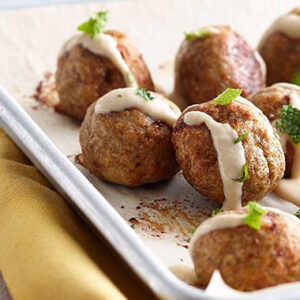 Moroccan Chicken Meatballs With Tahini